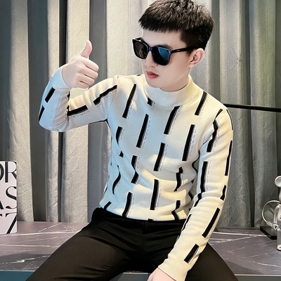 冬季半高领毛衣男款高级感针织衫