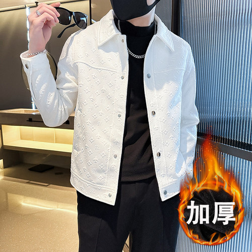 痞帅外套潮牌修身翻领秋冬夹克