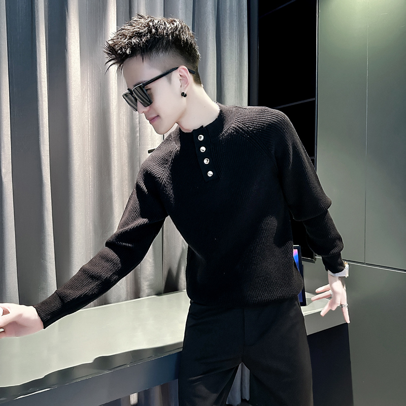 秋冬痞帅毛衣男士高级感立领上衣
