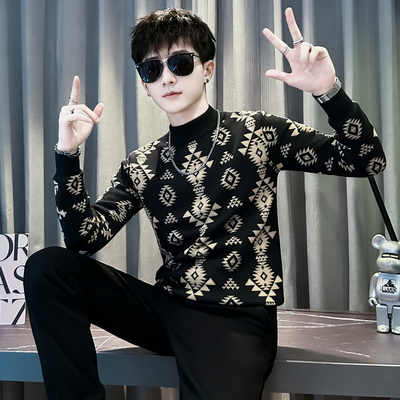 冬季痞帅毛衣男款流行提花内搭