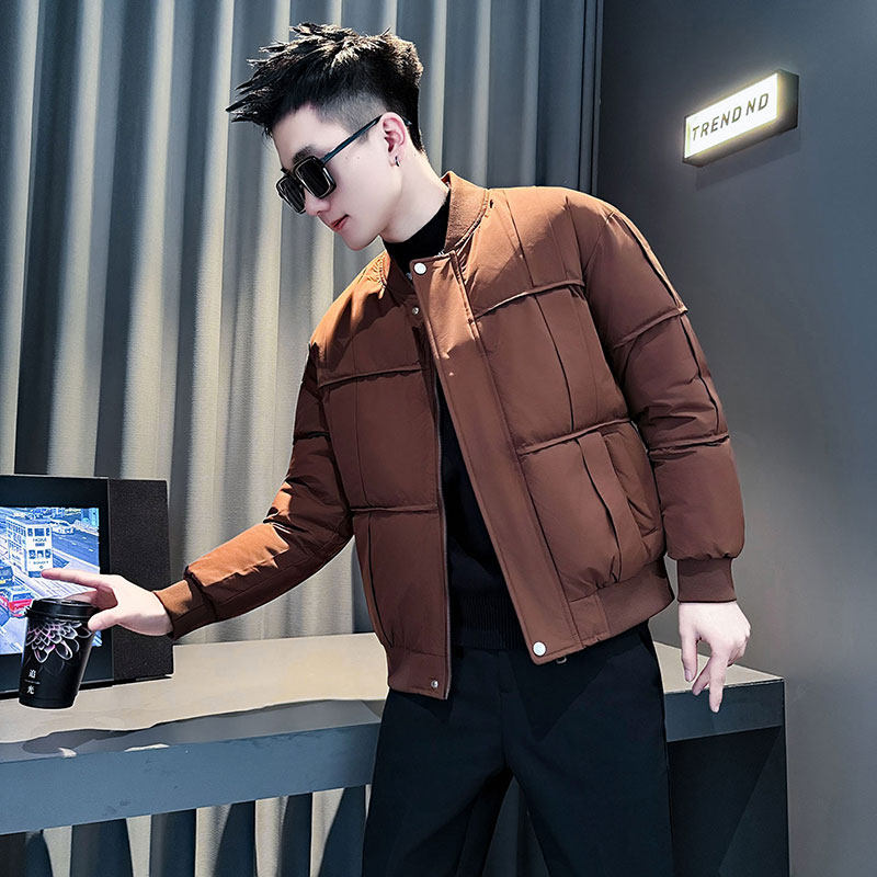 冬季痞帅棉衣男棒球领保暖羽绒服