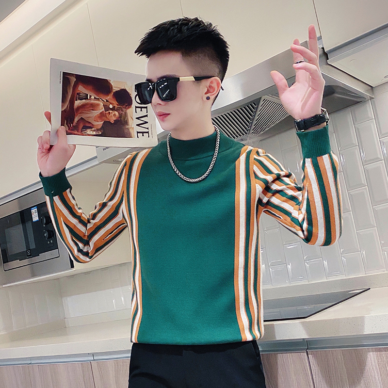 痞帅毛衣潮牌针织内搭打底衫高领