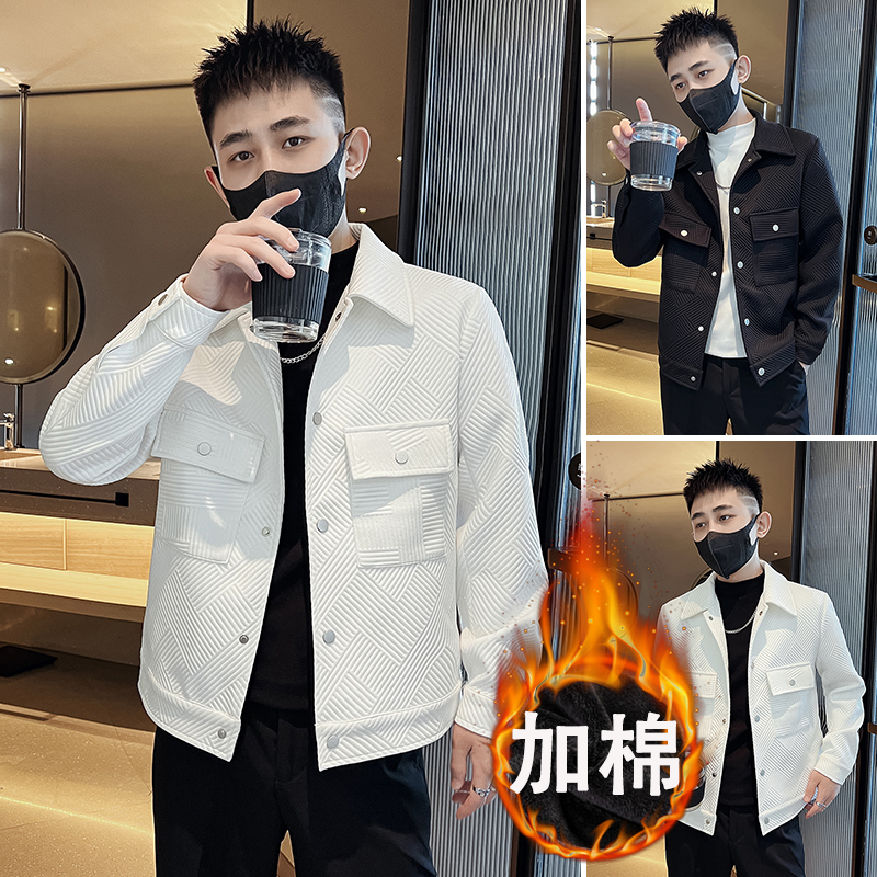 秋冬款夹克男士修身韩版加厚保暖上衣2025新款高级感潮牌痞帅外套