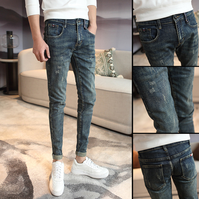 休闲长裤牛仔裤潮牌显瘦修身小脚