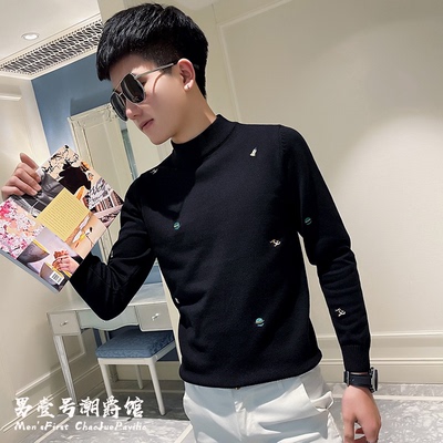 毛衣秋冬装潮牌加厚打底衫半高领