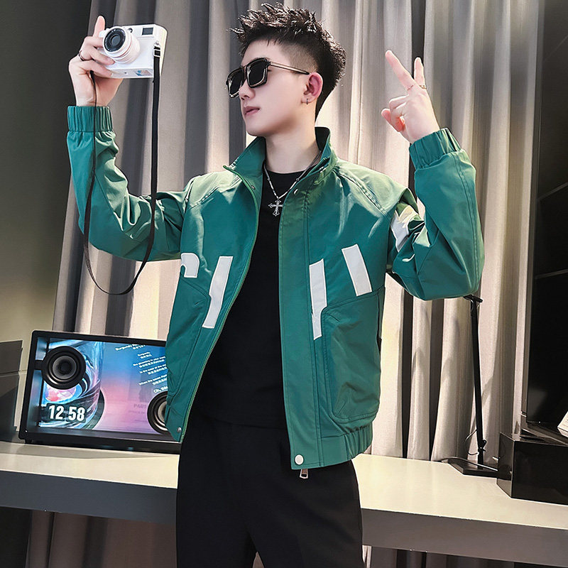 字母夹克潮牌百搭立领秋季修身