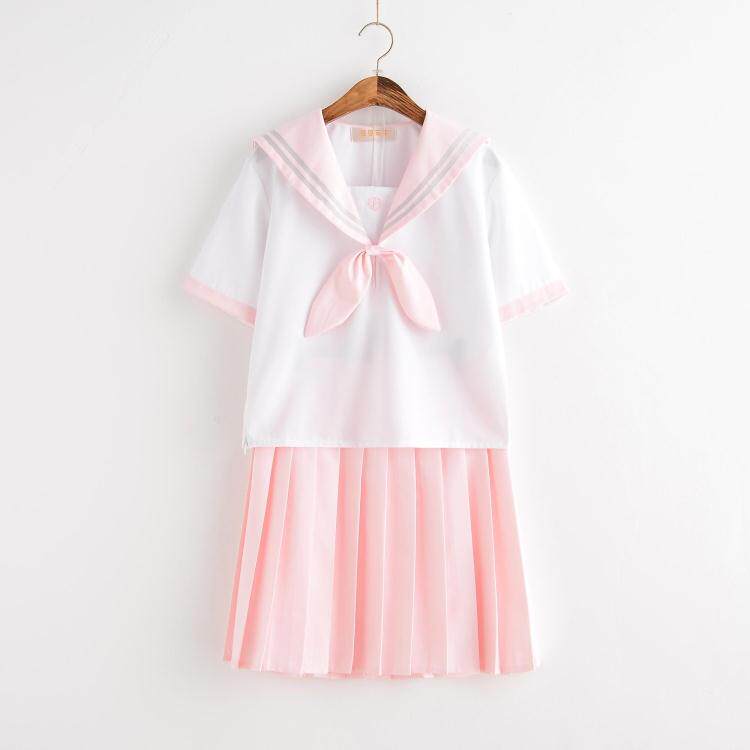 日系水手服薄荷粉关西襟二本软妹JK制服学院风套装班服演出服套装