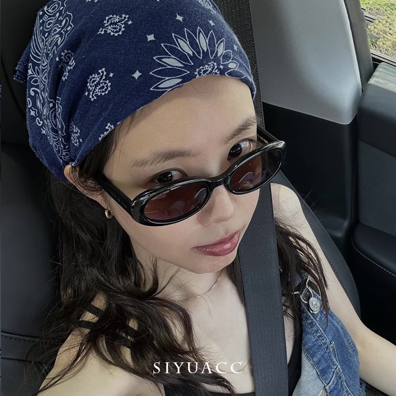 孙娜恩同款藏蓝腰果包头头巾美式复古y2k百搭方巾甜酷辣妹丝巾女