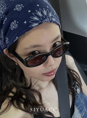 孙娜恩同款藏蓝腰果包头头巾美式复古y2k百搭方巾甜酷辣妹丝巾女