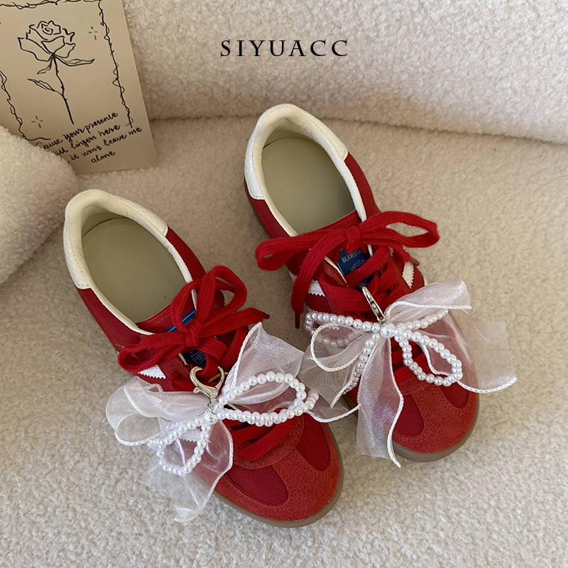 白色珍珠丝带蝴蝶结鞋扣小众时尚百搭鞋花鞋子挂件鞋带扣鞋饰配饰