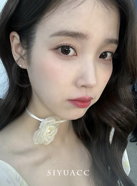 IU同款网纱珍珠山茶花颈链项链女