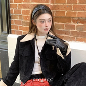 ins甜酷黑色格纹皮发箍秋冬新款 韩国气质百搭宽边头箍头饰发饰女