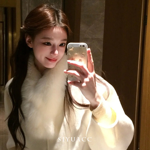 韩版仿狐狸毛毛领围脖女冬季保暖千金风毛毛围巾环保毛毛绒披肩