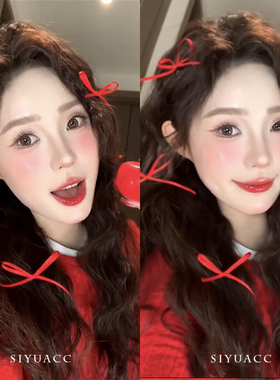 甜美红色蝴蝶结小发夹芭蕾风丝带绑发编发发卡节日百搭头饰发饰女