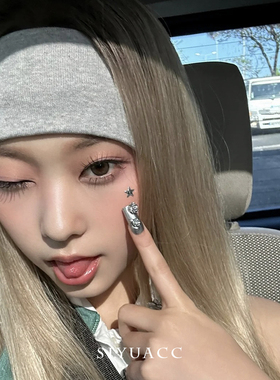 Haerin姜海粼同款灰色发带美式运动健身百搭弹力束发带简约头带女