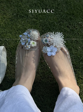 超仙果冻鞋鞋花水晶鞋鞋扣鞋饰女