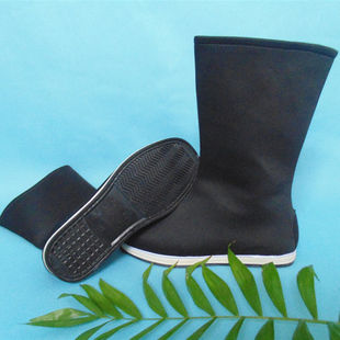 古装鞋子男汉服靴子女影视官兵靴内增高布面古风婚靴明制翘头皂靴