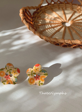 ins春天童话2023款新潮清新百搭日韩花朵纯银耳环耳钉耳夹