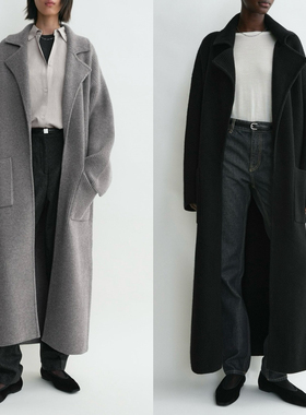 断码清 长款罗纹针织开衫女2025秋冬新款极简北欧风TOT开襟大衣