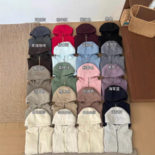 高版本耳机孔/口袋标/网兜修身连帽卫衣加绒外套通勤百搭女帽衫