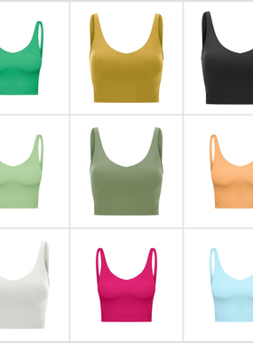 枫叶国小众裸感深U美背防震高强度运动背心瑜伽内衣文胸普拉提