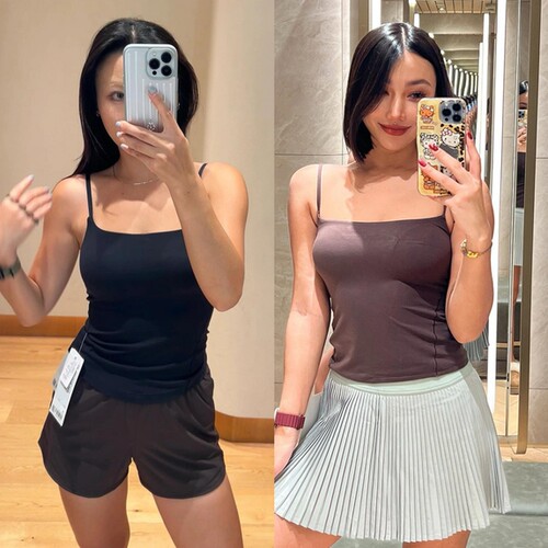 Nu*lu女瑜伽细肩带胸垫吊带背心