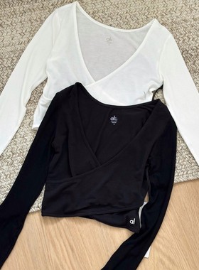 跨境AL0瑜伽服上衣女性感交叉长袖修身普拉提透气罩衫舒适