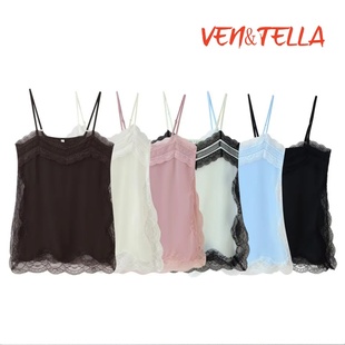 VEN&TELLA秋冬欧美风 上衣5107285 休闲气质无袖 吊带蕾丝内衣式