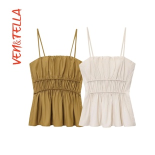 褶皱细吊带上衣1283664002 VEN&TELLA秋冬欧美风