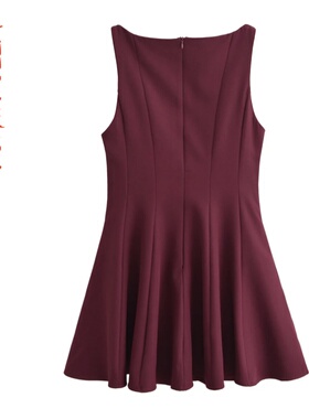 简约宽摆无袖船领短连衣裙 3067230~VEN&TELLA秋冬欧美风