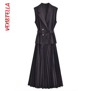 3897166 修身 166 连衣裙3897 VEN&TELLA秋冬欧美风 小打褶背心式