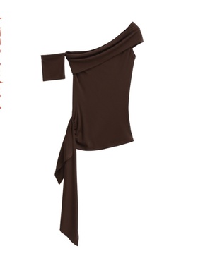 一字肩斜肩上衣面膜感柔柔纽纽荡领短袖tee多种穿法get!