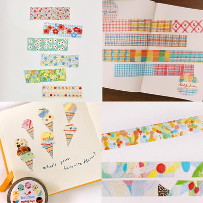 韩国ALF可爱格子胶带花卉圣诞节