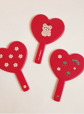 Malling booth韩国可爱卡通爱心化妆镜女便携随身镜小镜子手拿镜