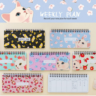 韩国jetoy可爱猫猫咪学习周计划本线圈本办公记录手账Weekly Plan