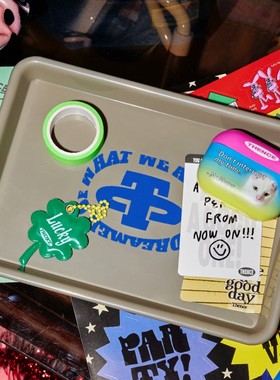 韩国Thence桌面文具收纳盒首饰化妆品杂物点心托盘子灰色餐盘果盘