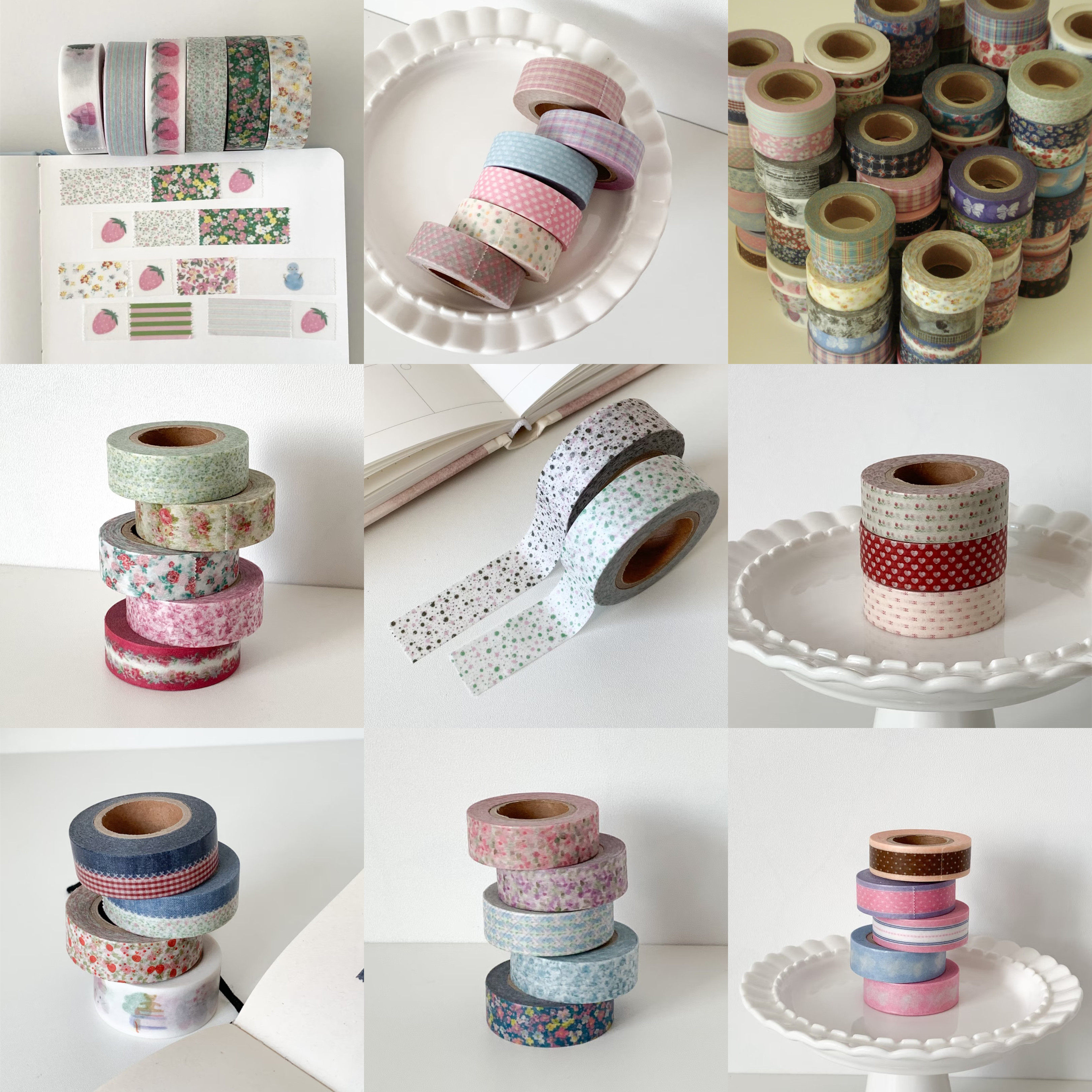 韩国popo factory动物碎花格纹拼色蕾丝波点奥利奥手帐纸