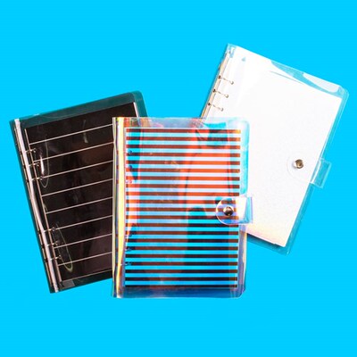 韩国透明镭射可换芯网格a5手帐本