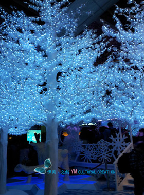 创意白色树木花草植物美陈摆件婚庆酒店会所售楼部样板房装置定制