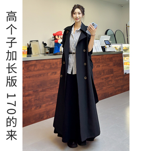 高个子黑色长款风衣高端大气上档次女款2026新款超火减龄春秋外套