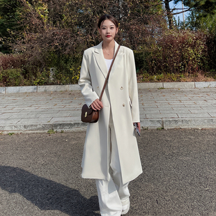 春季 白色休閑中長款 西裝 外套女2025新款 顯瘦西服風(fēng)衣秋 高級感韓版