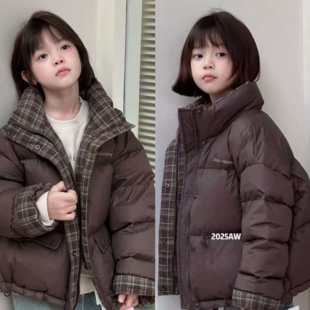 听集LEKULA品牌童装冬款男女童羽绒服外套中大童咖色面包服白鸭绒