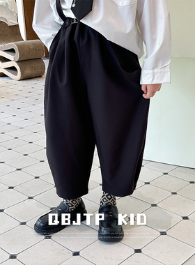 Q宝家童品9月新款 男童背带裤2024秋季薄款儿童洋气百搭连体衣潮