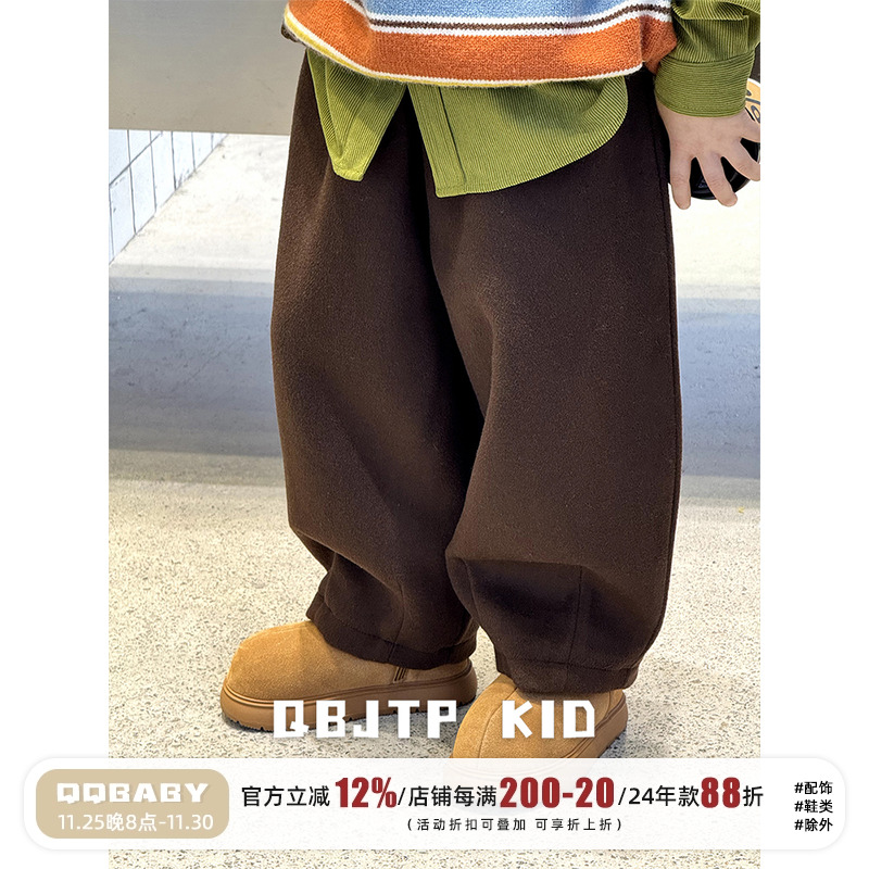 儿童裤子男童呢子裤冬款呢子裤