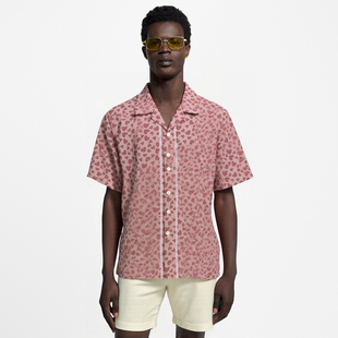 一针入魂街头衬衣 新美式 时着立体拉丝爱心猛男粉夏男士 夏威夷衬衫