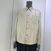 时着夏银雾灰渐变晕染男桑蚕丝防晒时装 衬衫 高级定制真丝手工衬衣