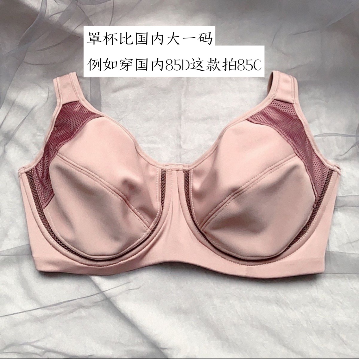 外贸无海棉大码文胸超薄带钢圈大胸显小内衣自然不聚拢CDEFGH