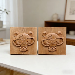 木雕平面客厅装饰画小众艺术抽象可爱肌理感玄关画框木版画浮雕画