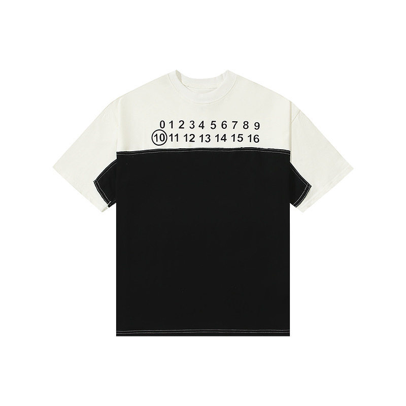 Футболка с коротким рукавом Maison Margiela mm6, черно-белая, с комбинированным принтом букв и цифр