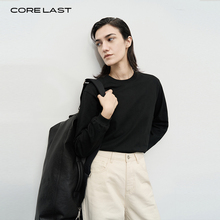 CORE LAST2024年秋季新款简约休闲纯棉亲肤透气女圆领长袖T恤